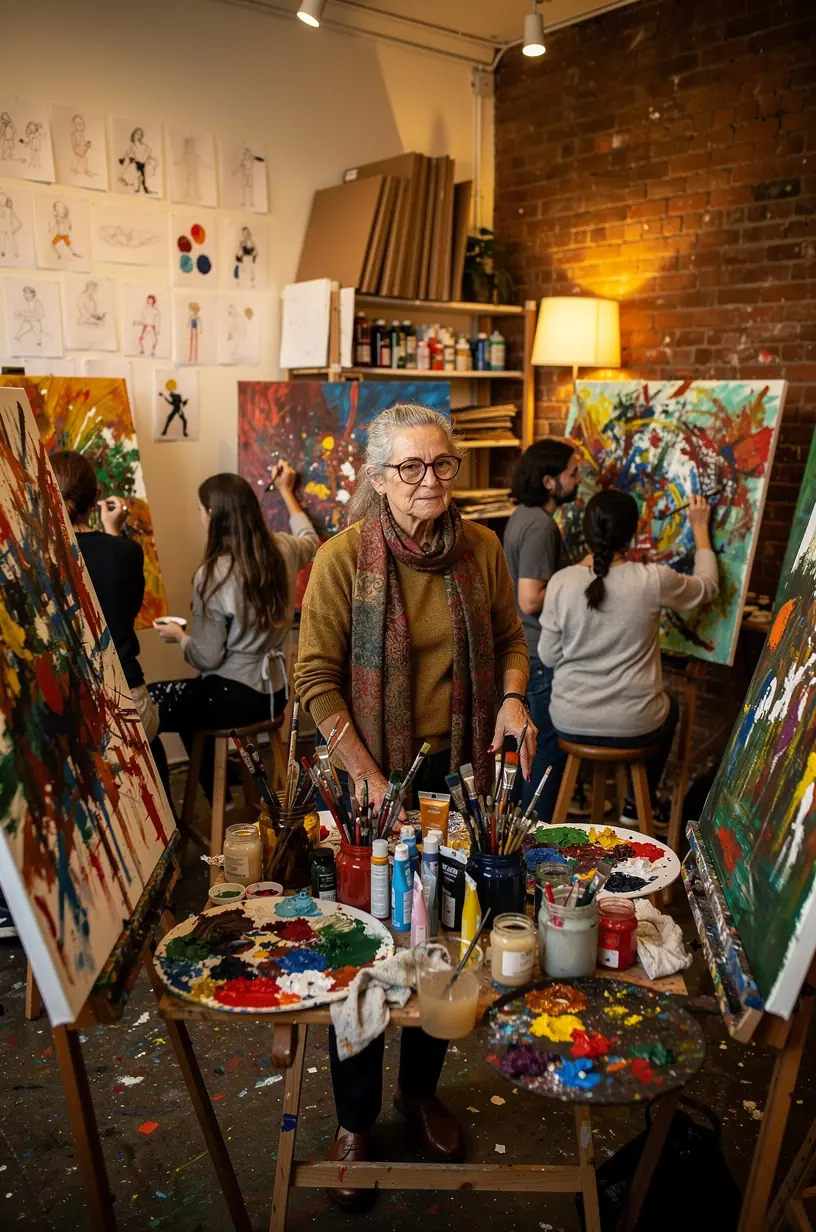 Inclusive crafting space promoting collaboration and creativity.