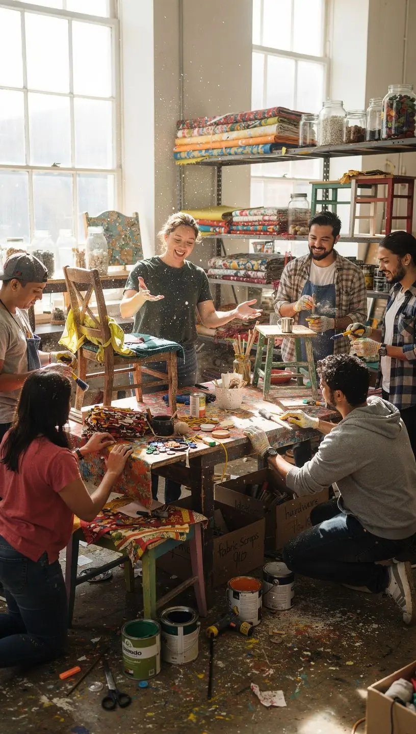 Community members sourcing materials for craft projects.